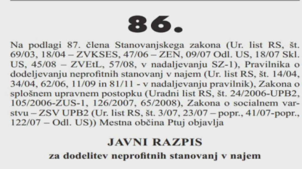 razpis za neprofitna stanovanja