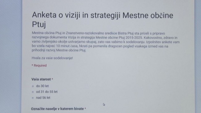 Anketa o viziji in strategiji MO Ptuj