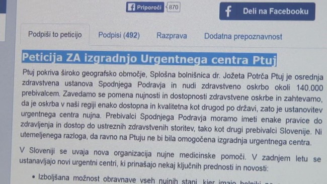 Peticija ZA izgradnjo Urgentnega centra Ptuj