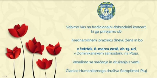 V četrtek Soroptimistke organizirajo dobrodelni koncert