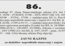 Javni razpis za dodelitev najemniških neprofitnih stanovanj