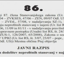 Javni razpis za dodelitev najemniških neprofitnih stanovanj