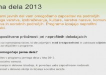 Novo javno povabilo za programe javnih del v letu 2013
